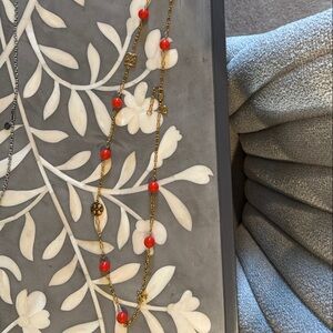 Tory Burch Red Orange Beaded Necklace